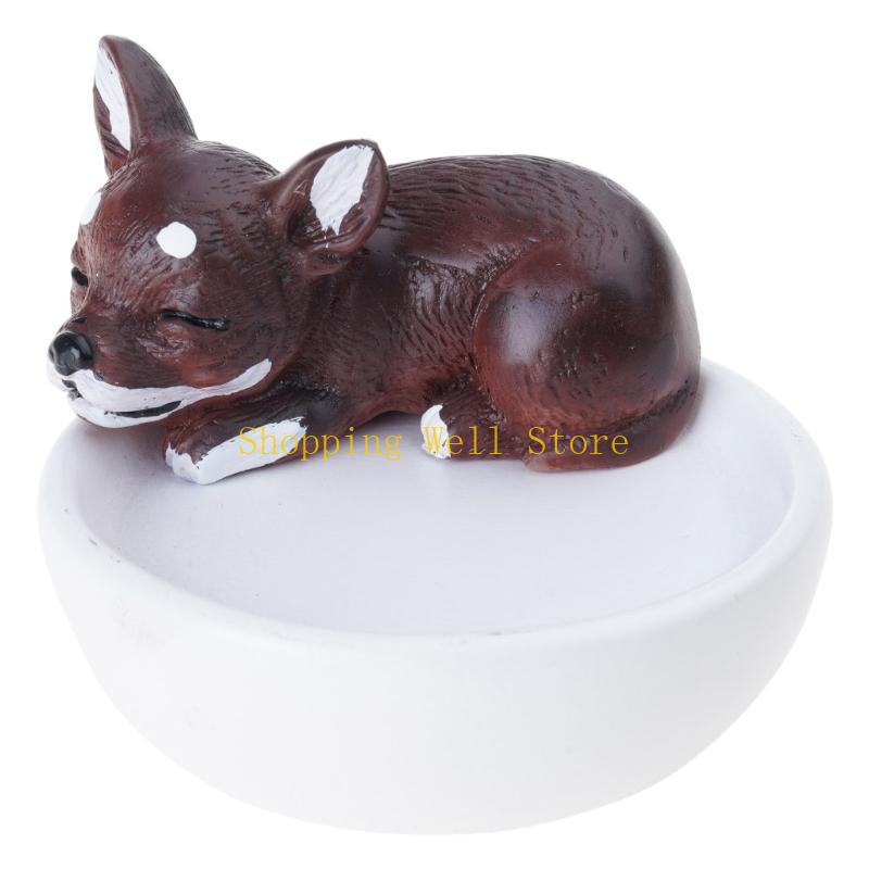 KX4B Dog Lover Gift Resin Light Holders Hand Paint Designs Safe for Pet and Meditations Space