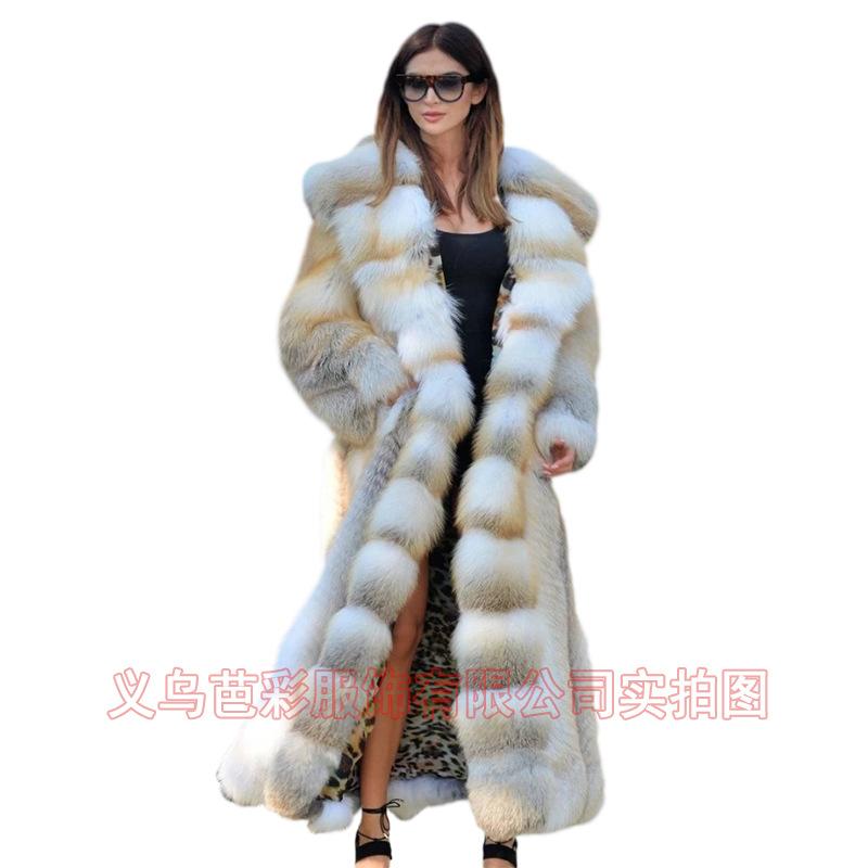 

Куртка из искусственного меха с удлиненным термосращиванием и капюшоном женская одежда Шуба Haining Europe, America-S белый