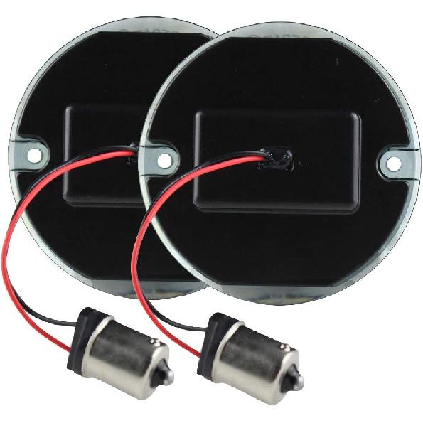 ZYTC 3 1/4" LED Turn Signals Flat PC Lens Style Rear 1156 Red LED Turn Signal Kit For Harley (Not Need Extra Lens)