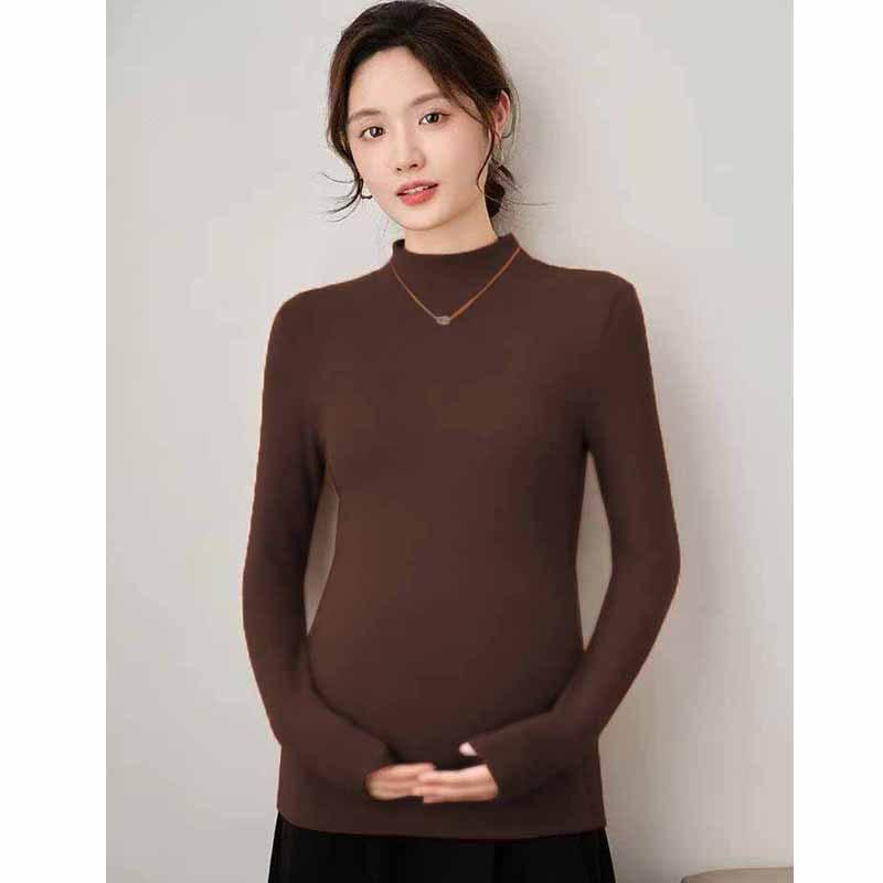 

Одежда для беременных осень-зима полуводолазка двусторонний немецкий бархат теплый свободный и тонкий модный базовый лонгслив 3XL recommends 165-92.5kg