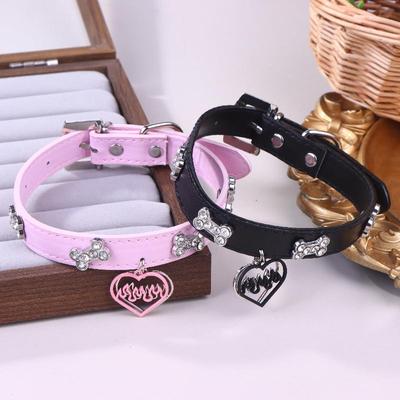 Y2K Bling Hueso de Perro Corazón Hueco Amuleto Gargantilla Trendy Punk Collar de Cuero PU Dulce Cool Joyería Accesorios para Niñas