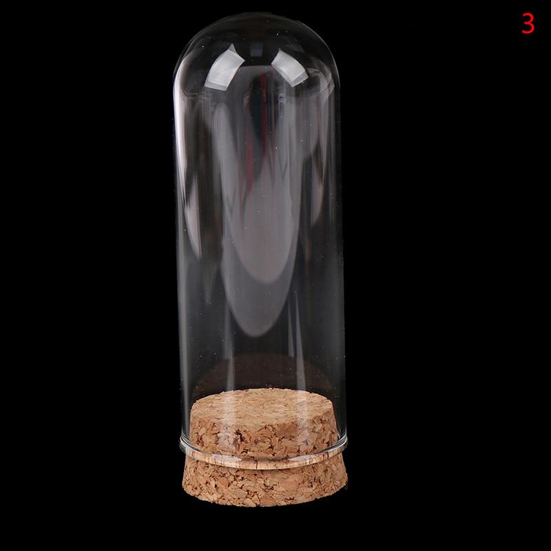 

1/6 кукольный стеклянный купольный дисплей, деревянная пробковая банка-колокольчик с деревянным основанием, декоративная поделка 30*80mm