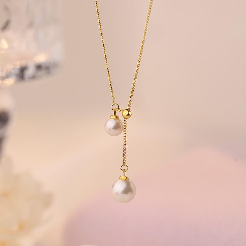 

Ожерелье с жемчугом «Темперамент», женское, простое, французское, винтажное, осень/зима, новая цепочка для воротника