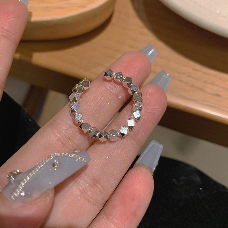 Vintage Tourmaline Pearl Ring for Women, Non-Fading, Unique Design, Index Finger Ring with Colorful Beads and Broken Silver.