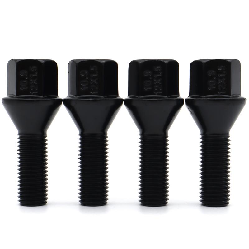4x Car Alloy Wheel Bolts Lugs Nuts M12x1.5 17mm Hex Black For BMW 1 3 5 7 Series Z1 Z3 Z4 E81 E87 E46 E90 E93 Mini R50 R53 R56
