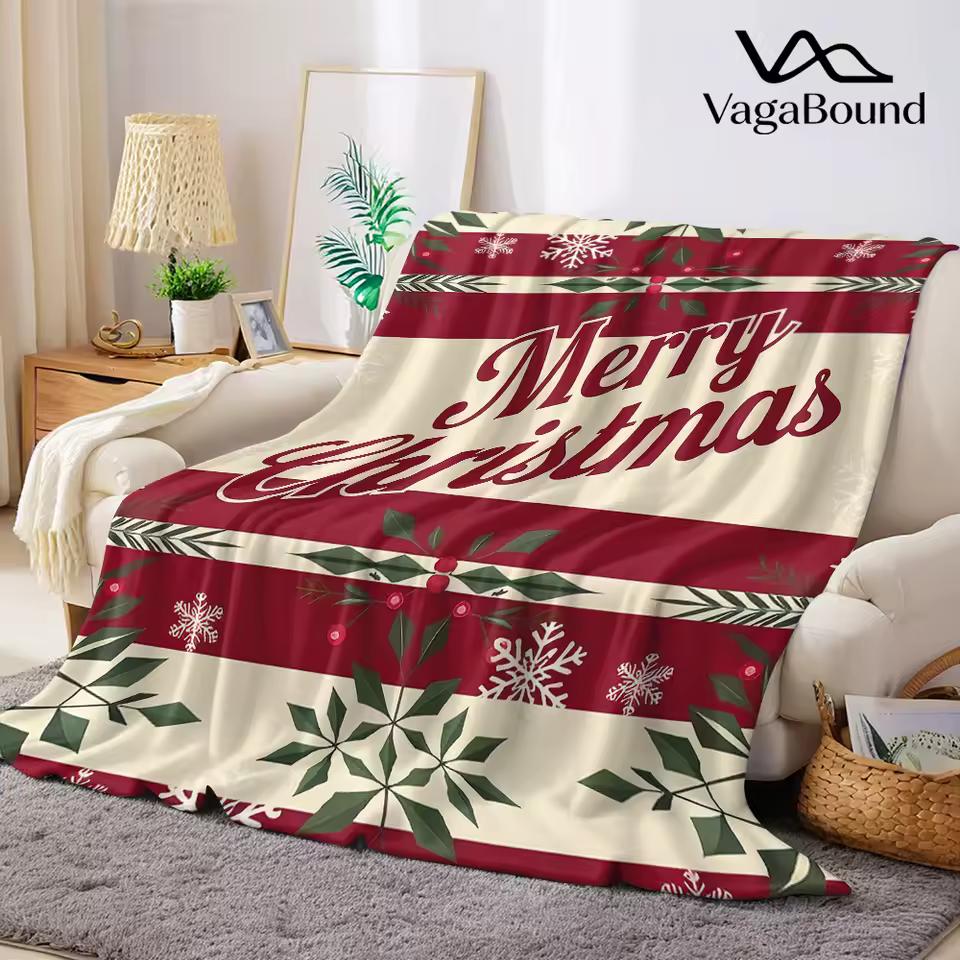 Christmas Greeting Card Flannel Blanket Warm Soft Halloween Christmas Couch Warm Cozy Decorative Decor Gift for All Season