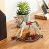 Yousheng Hand-painted Rocking Horse Statue Vintage Wooden Horse Figurine Resin Pony Sculpture Home Office Desktop Decoration Ornament