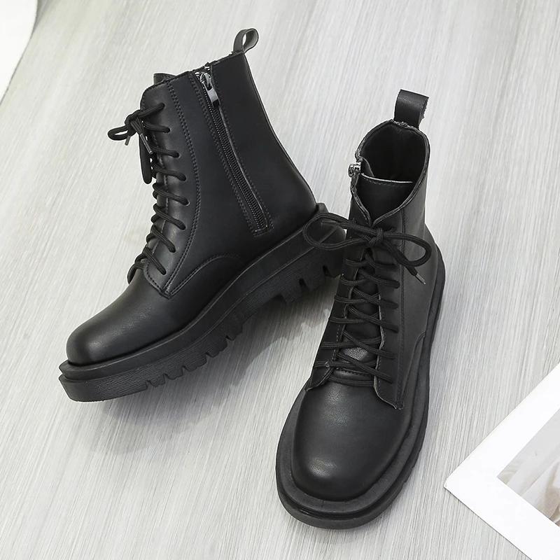 Fashion New Women's Platform Shoes Autumn Round Toe Side Zipper Ankle Boots for Women Casual Sneakers Outdoor Women's Platform Boots