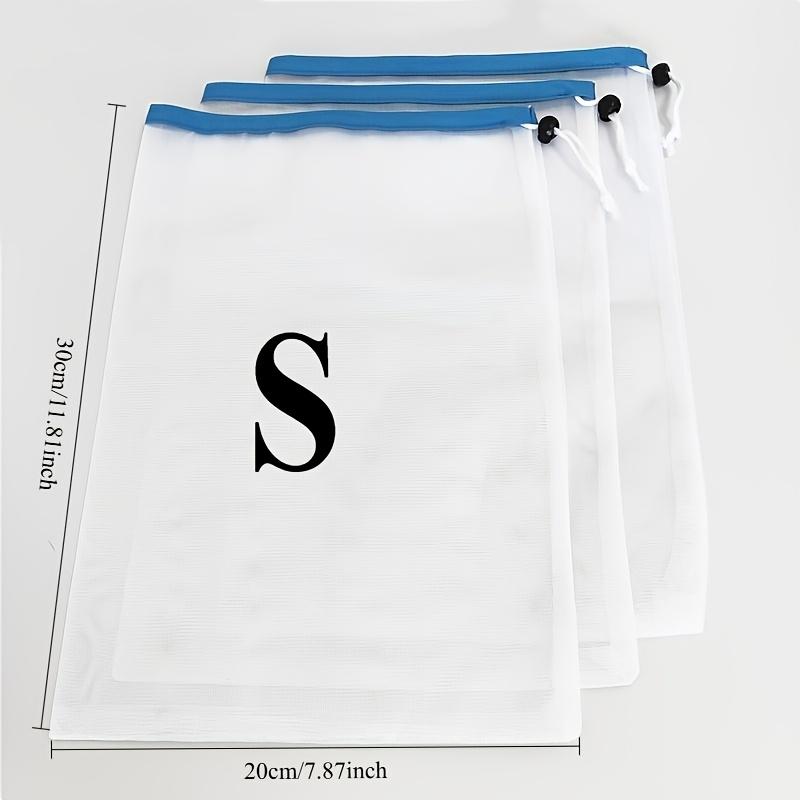 3pcs Transparent Mesh Drawstring Storage Bags-Durable Pouches for Building Blocks & Toys, Colorful Drawstrings for Easy Access
