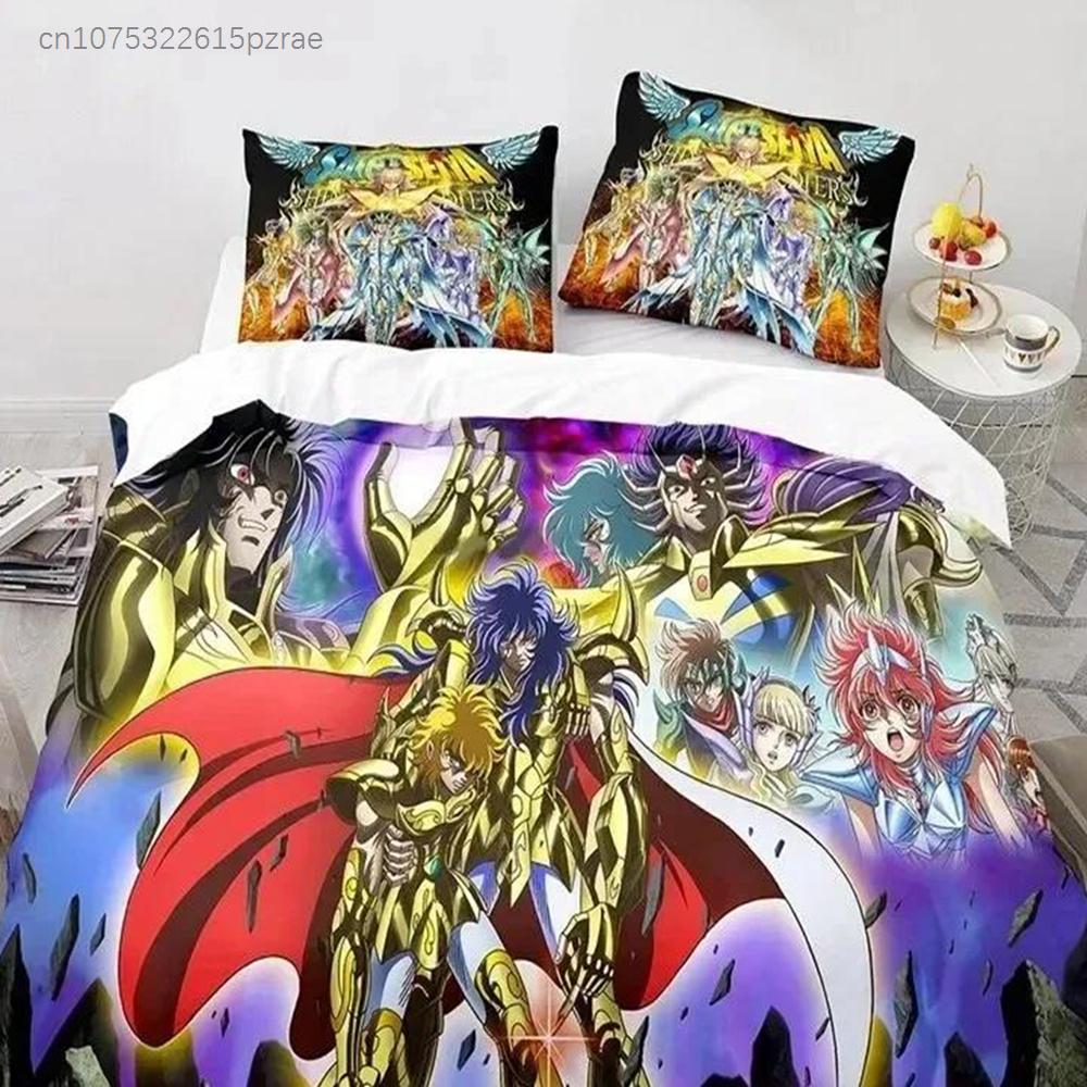 Anime Saint Seiya LOST CANVAS Bedding Set Duvet Cover Bed Set Quilt Cover Pillowcase Comforter King Queen Size Boys Adult