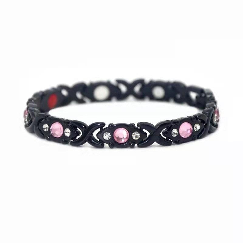 Men s Detachable Cross Diamond Inlaid Magnetic Bracelet - Eco-Friendly Alloy European Fashion чёрный