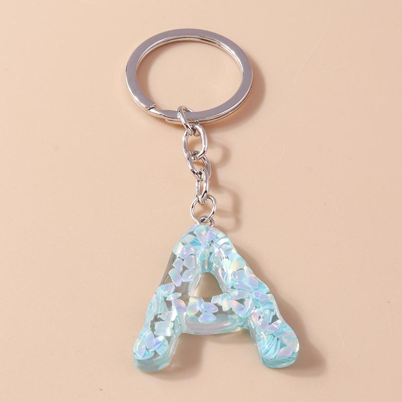 Fashion Purple Tassel Alphabet Keychain 26 Initials Letter Key Ring for Women Girls Handbag Pendants DIY Handmade Jewelry Gifts