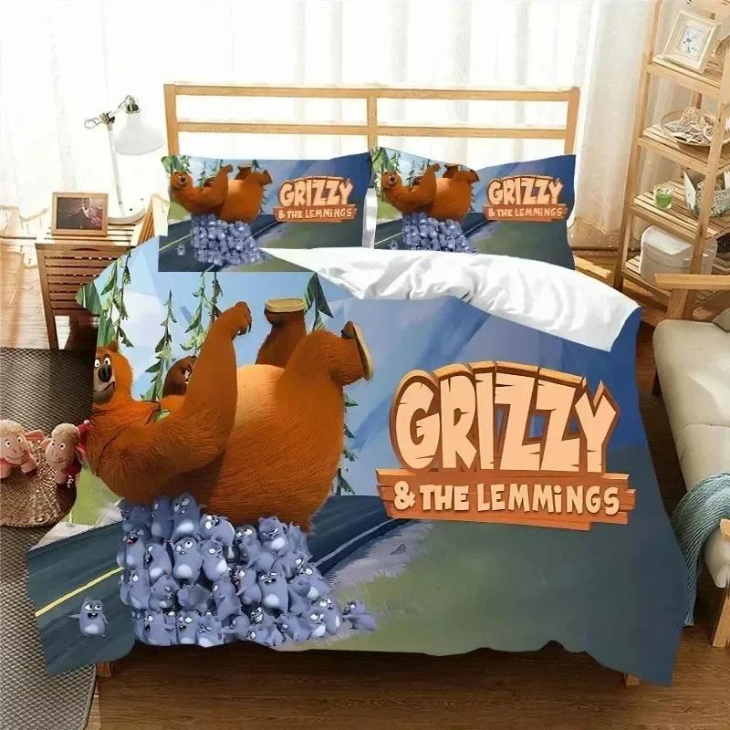 3D G-Grizzy and The Lemmings Bedding Set Printed Bed Set With Pillowcase Bed Duvet Cover Soft Queen King Size Bedclothes Home