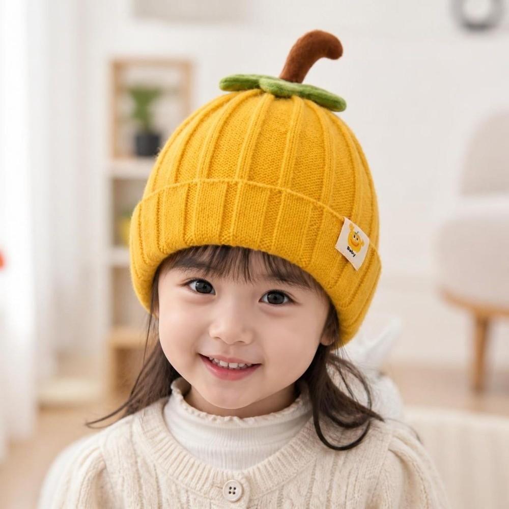 Cappellino a Costine Zucca per Bambini Piccoli Design Cartone Animato Cappellino per Neonati Nuovo Cappello Lavorato a Maglia per Neonato Halloween