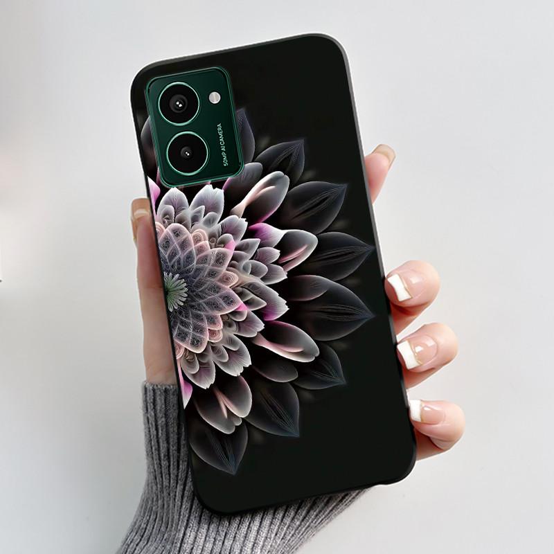 Custodia Nera Per Nokia HMD Pulse Pro/ HMD Pulse/HMD Pulse Plus Antigraffio Morbida Gelatina Custodia Gatto Nero Su Nuvole Rosa