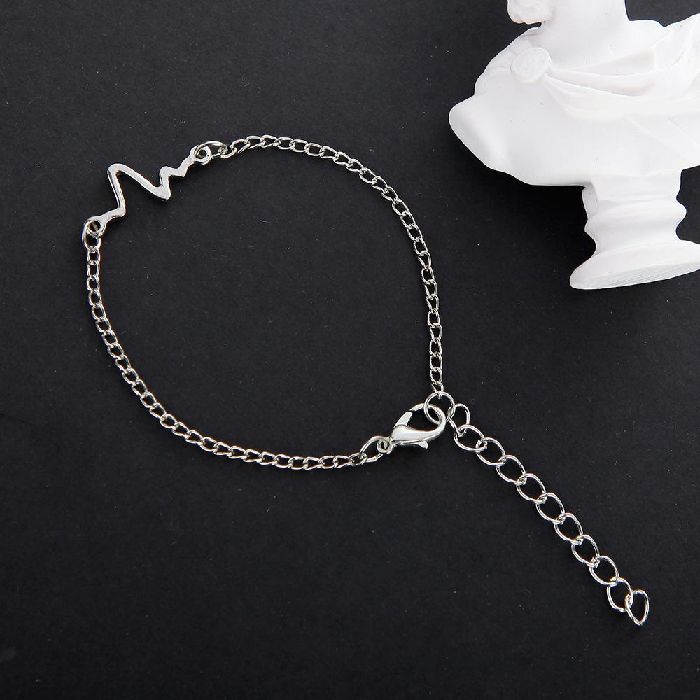 Ecg Punk 2020 New Fashion Bracelet Simple Personality Design Lightning Heart Beat Frequency Couple Wholesale Sales Bracelet медный
