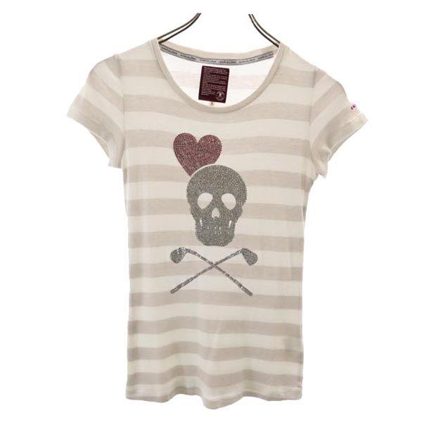 

MARK&LONA Rhinestone Skull Border Pattern golf Short sleeve T-shirt S Women Used