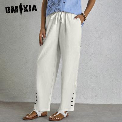 Women's Fashion Casual Solid Color Print High Waist Pants & Capris