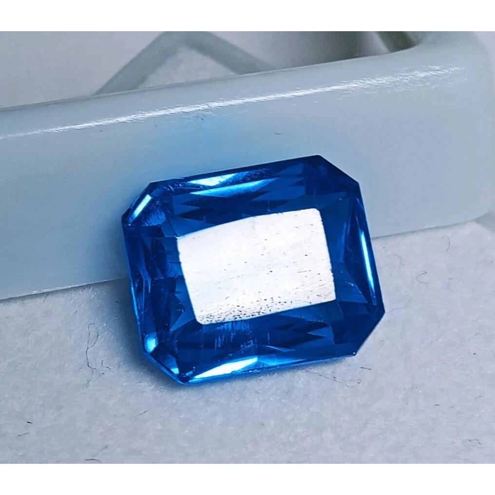 Emerald Cut Natural London Blue Topaz 7-8 Ct Beautiful Certified Loose Gemstone