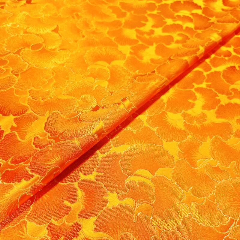 100*75cm Ginkgo Pattern Jacquard Brocade Fabrics For Satin Dress Designer Sewing Cheongsam Kimono Garment Diy Patchwork Material