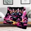 "Royal Flush Dice Set: Luxury Crowned Gaming Pieces with Fiery Flames"Blanket Flannel Throw Blanket for Sofa, Bed, Travel, Camping, Office