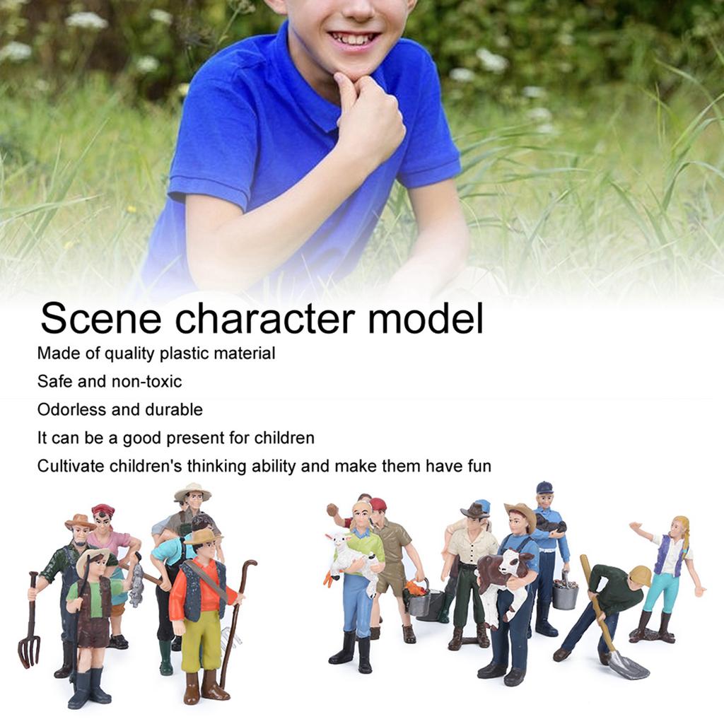 16pcs Simulation Farm Character Model Set Farmer Miniature Toy Figure Educational Toys