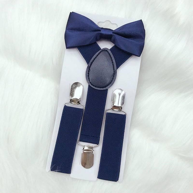 Elegante Set di Bretelle Elastiche e Papillon per Bambini e Bambine in Diversi Colori