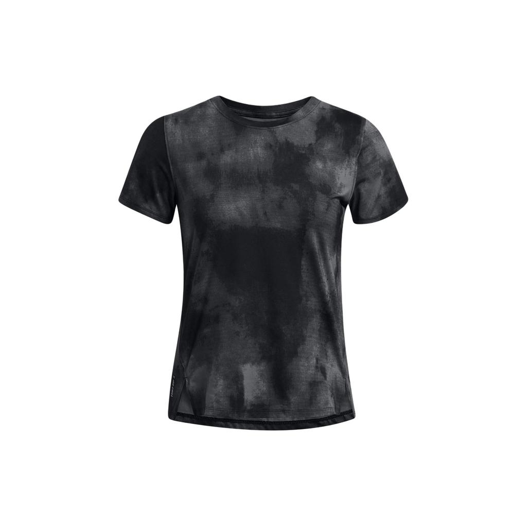 Under Armour Retro Logo Tie-Dye Comfortable Printed Crew Neck T-Shirt Women Tops Black 1383365-001