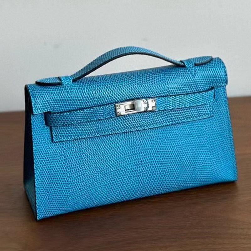 New Generation Lizard Pattern First Layer Cowhide Leather Bag Portable Shoulder Crossbody Small Square Bag Women's Bag