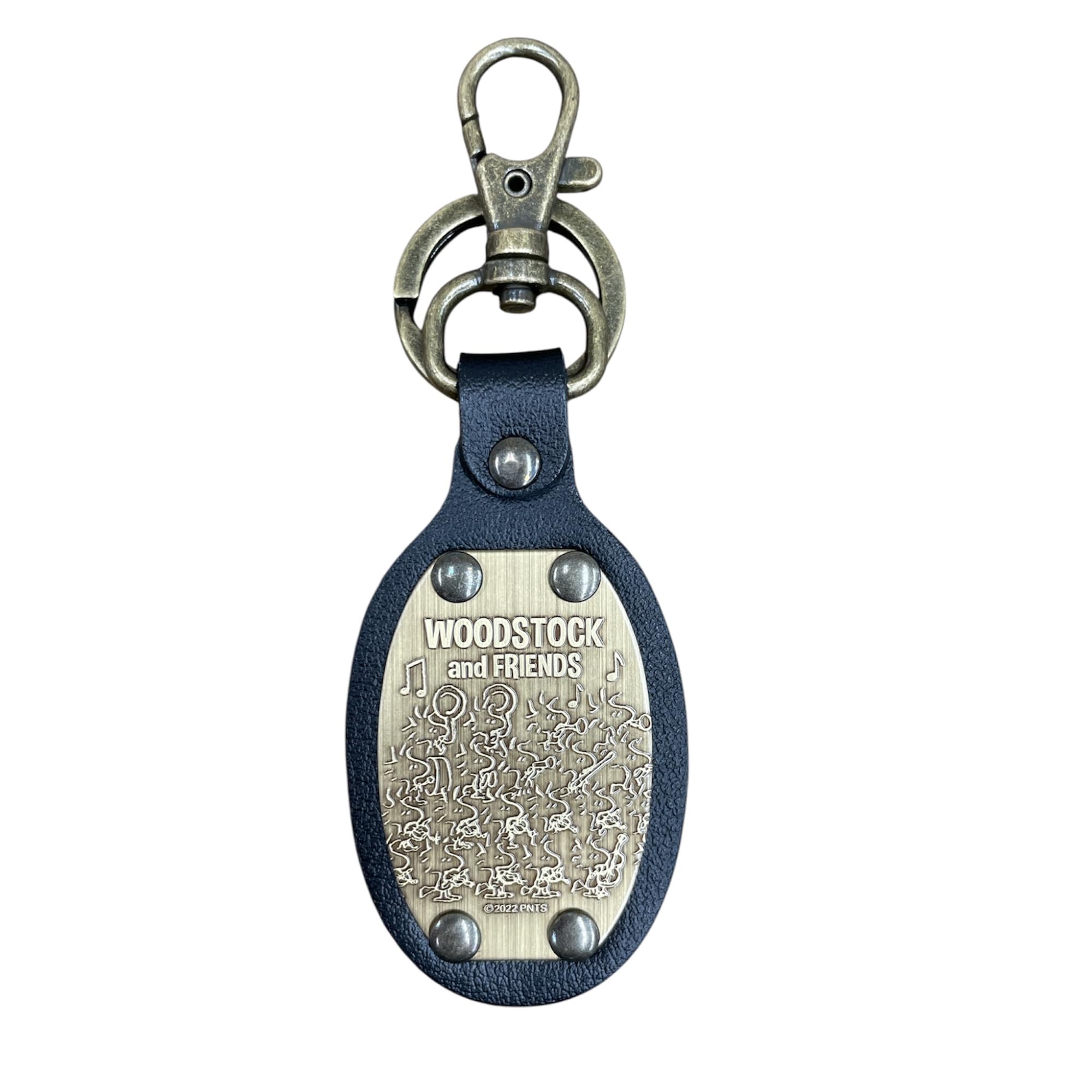 

Ushikubo Kogei Snoopy Woodstock Oval Leather 40mm Wide x 110mm Long x 4mm Keychain, Black, Thick, SN-320