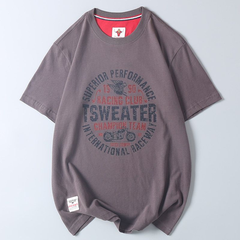 Soft and Comfortable! Exported Quality, Label-Cut, Pure Cotton Printed Short-Sleeve T-Shirt for Men, Loose Fit, Casual Round Neck Base Shirt