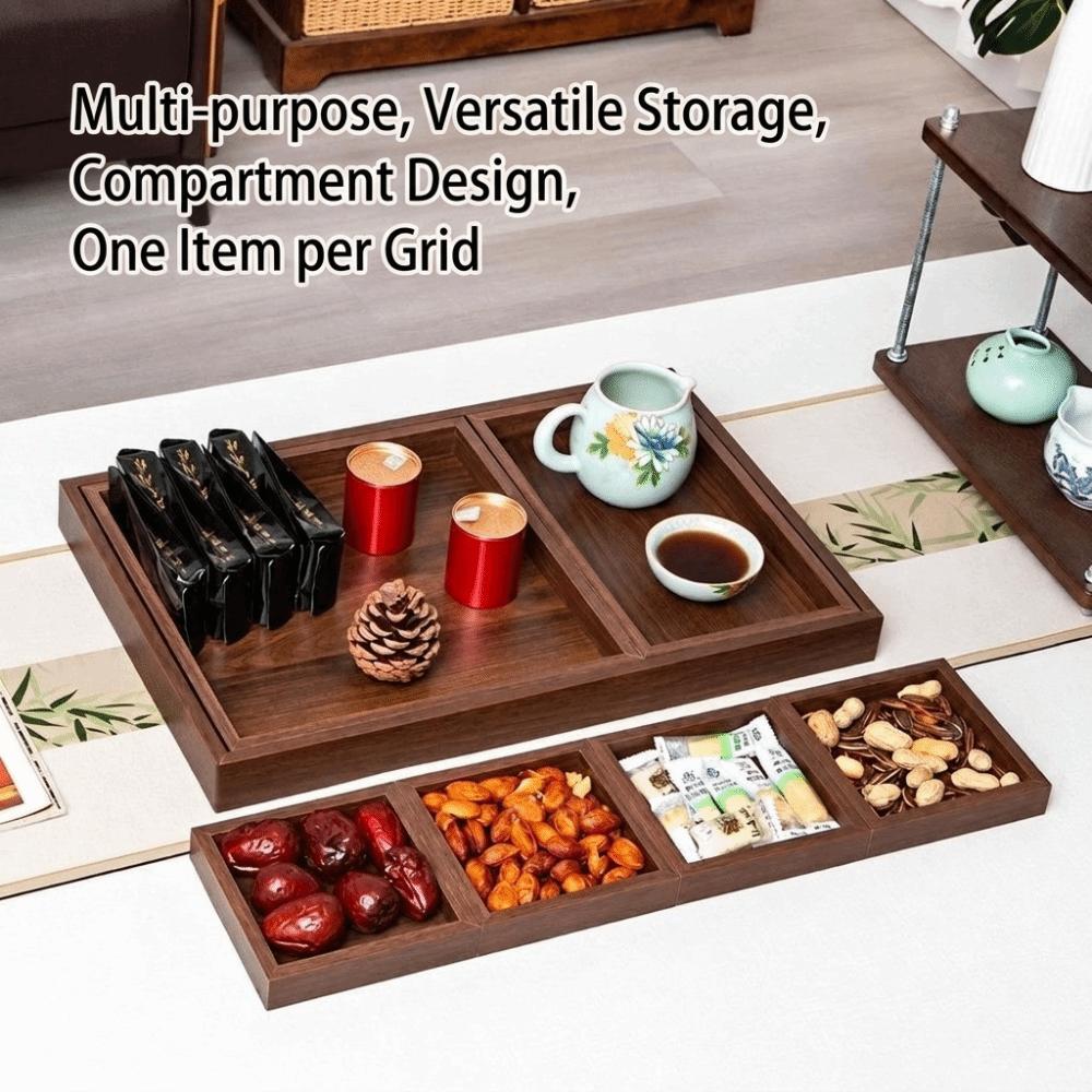 7Pcs/Set Rectangular Wooden Serving Tray Retro Tea Tray Nesting Multipurpose Trays Home Use