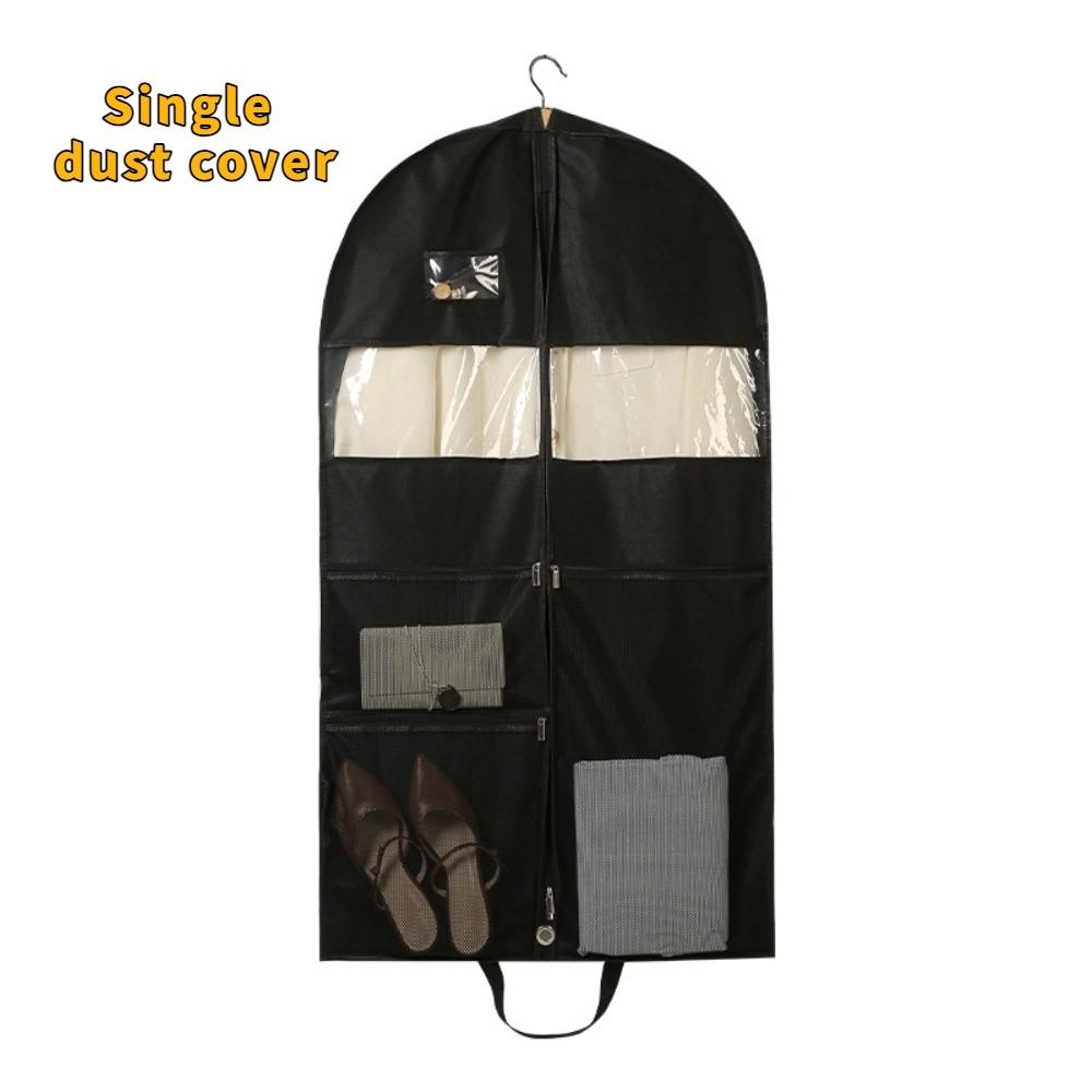 

Mesh Pockets Portable Garment Bags Multi-Compartment Foldable Travel Garment Bags Hanging with Window Wardrobe Garment Covers 110-60cm чорний