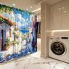 Coastal Shower Curtain Greece Natural Landscape Mediterranean White Architecture Italian Rustic European City Town Street Shower