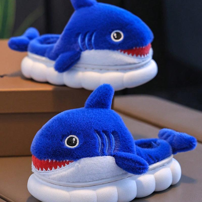 Warm Children's Shoes Suitable for Cute Shark Designs for Boys and Girls, Creative Autumn and  Winter  Indoor  Slippers
