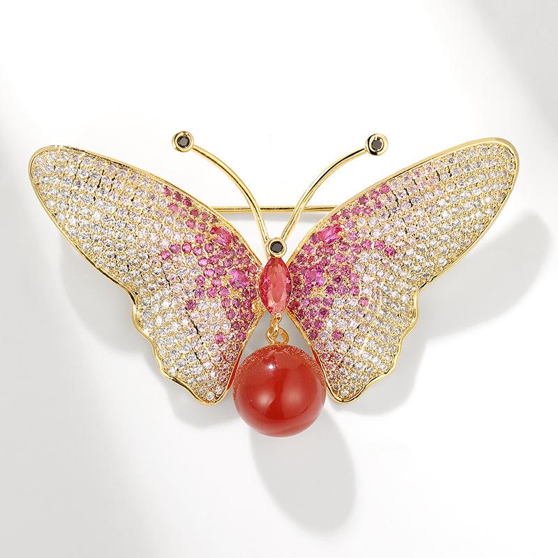 Bo Xin Yun Elegant Butterfly Brooch with Agate  Freshwater Pearl for Women