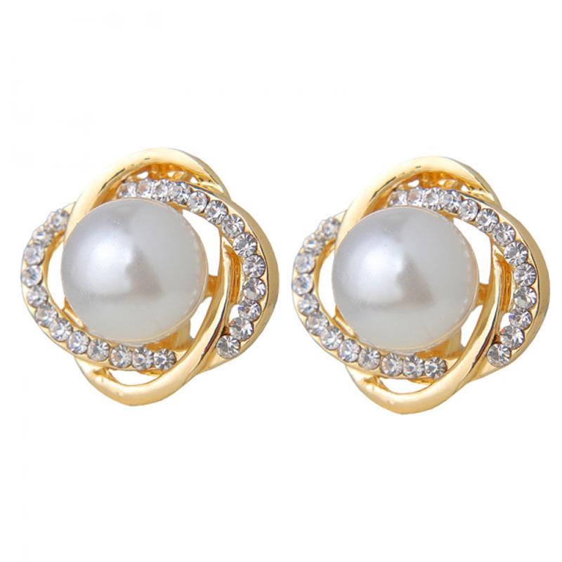 S925 Korean Elegant Pearl Stud Earrings with Diamonds - High-End Fashion Jewelry for Women