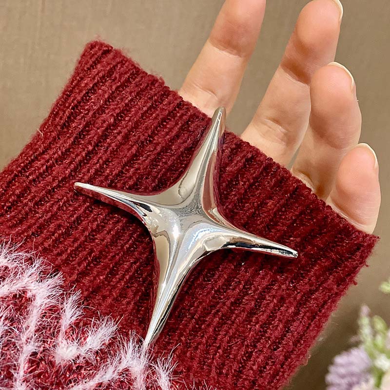 Punk Rock Silber Farbe Metall Kreuz Stern Broschen für Männer Frauen 2026 Neu Trendig Vierzackiger Stern Revers Anstecknadeln Schmuck