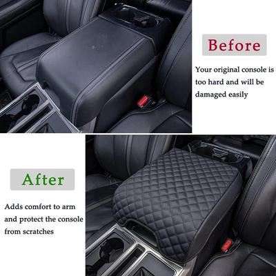 Tappetini per Scatola Bracciolo Auto Schiuma Memory Veicolo Bracciolo Cuscini Pelle Copriconsolle Centrale Styling per F150 15 20 F250 350