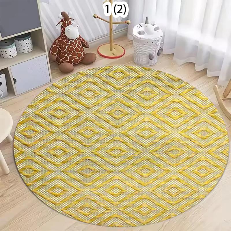 Runder weicher Boho geometrischer Teppich rutschfest waschbar kreisförmiger Bodenbelag für Wohnzimmer Schlafzimmer Kinderzimmer Heimdekoration