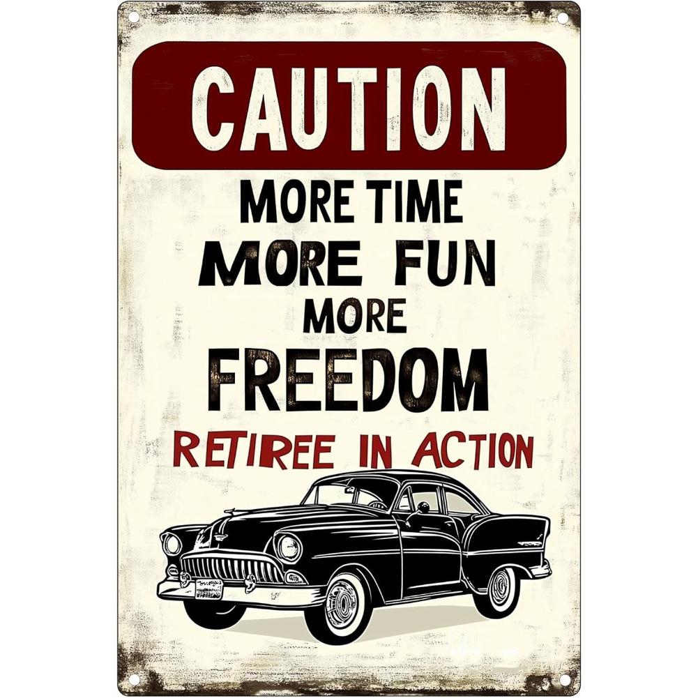 Retirement Signs Vintage Funny Retirement Metal Signs Retirement Party Decorations Happy Retirement Gifts More Time More Fun 20x30cm（7.8x11.8inch）