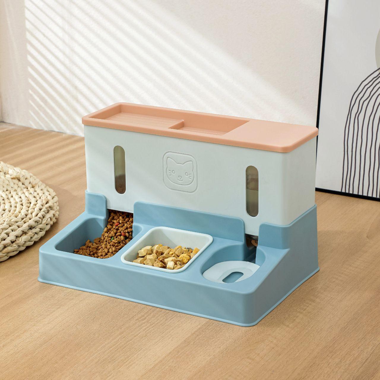 

WTEMPO миска для кормления домашних животных, автоматический диспенсер для воды большой емкости, миска для хранения домашних животных, товары для домашних животных 35*23.7*22cm розовый