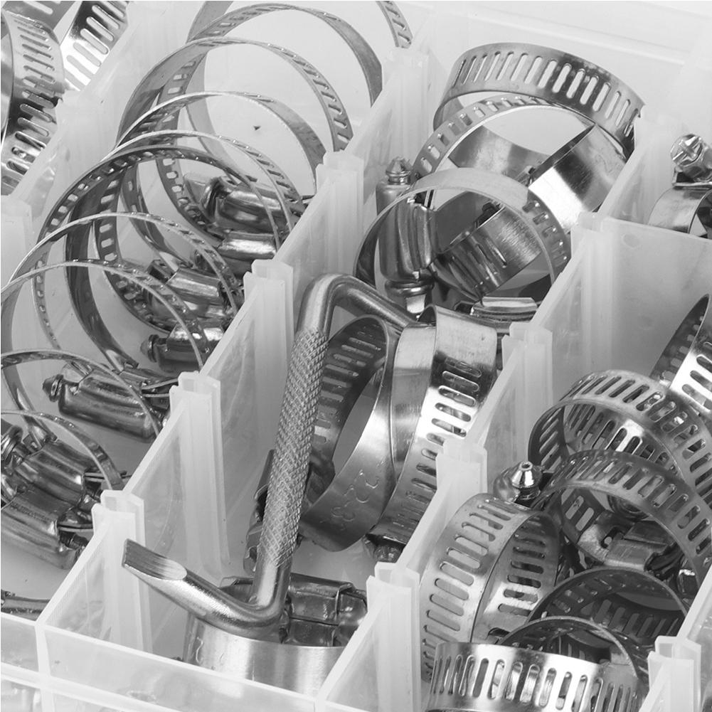 80pcs Collar Stainless Steel Hose Clamp Adjustable Pipe Tube with Wrench