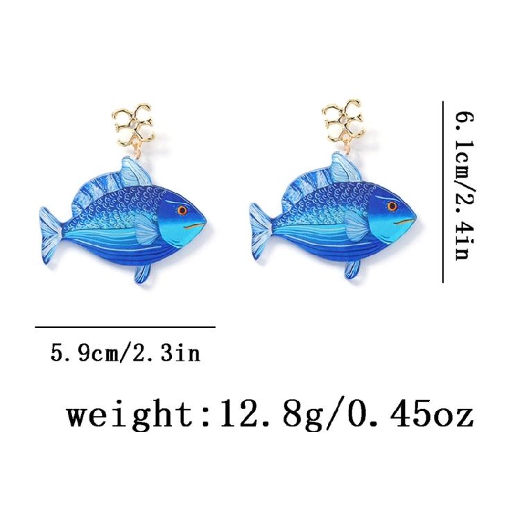 Elegant Water Themed Drop Earrings Unique Acrylic Handmade Fish Pendant Jewelry Lightweight and Comfortable Accessory