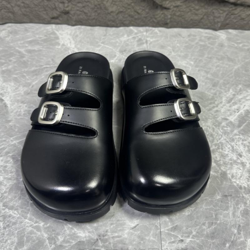 

Fashion 2025 Summer New Covered Toe Slip-On Sandals Women Fashion Belt Buckle Minimalist Casual Comfortable Outdoor Flat Slipperszapatos 40 чёрный