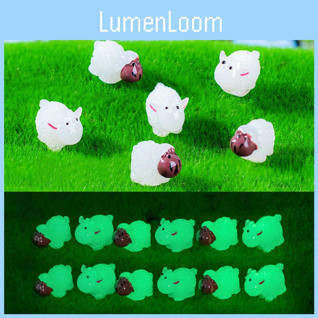 Adorable Night Glow Sheep Figurines Resin Miniatures For Terrarium Decoration