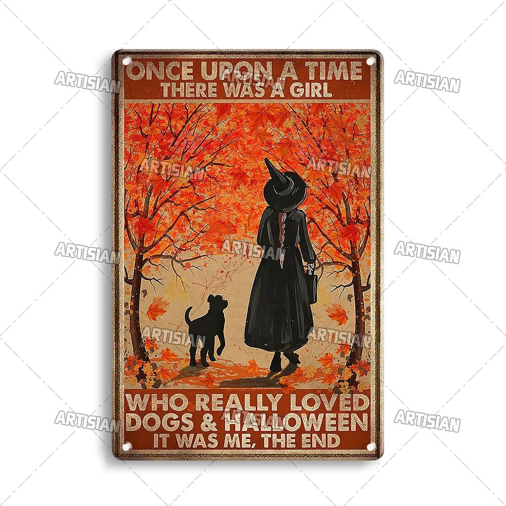 Artisian Halloween Metal Plaque Witches Tin Sign Girl Decorative Plate Wall Decor Garage Bar Pub Club Hotel Kitchen Home