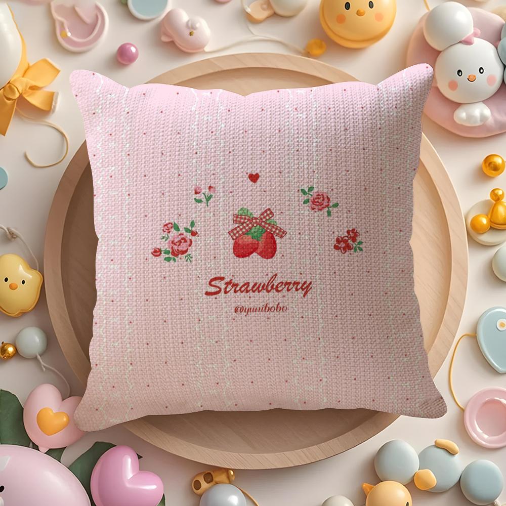 Elegant Strawberry Flowers Print Pillow Case Pattern Printed Pillowcase for Living Room Sofa Cushion Cover Bedroom Decor