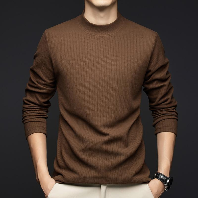 

Autumn Men s Sweater High-end Long-sleeved Bottoming Shirt Men s Casual Semi-turtleneck Pullover 4XL