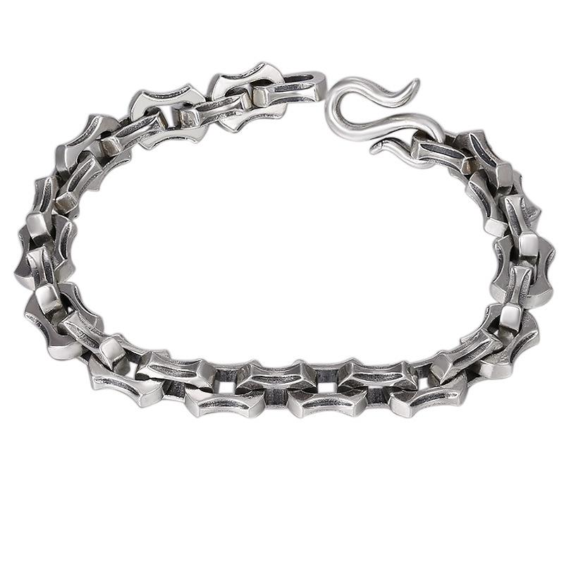 Punk Rock Vintage Oxidized Black Keel Chain Link Men Bracelet Punk Metal Motorcycle Bracelets Male Jewelry